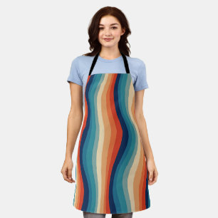 Colourful Retro Waves Vintage Apron