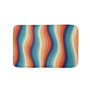 Colourful Retro Waves Vintage Bath Mat