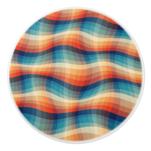 Colourful Retro Waves Vintage Ceramic Knob