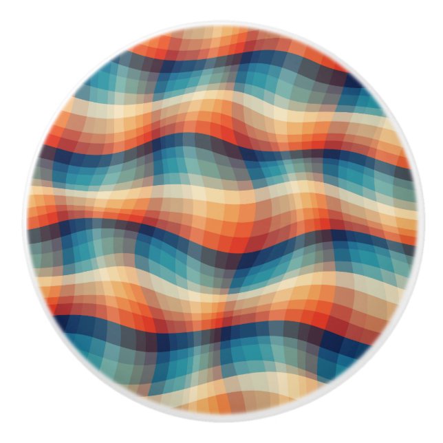 Colourful Retro Waves Vintage Ceramic Knob (Front)