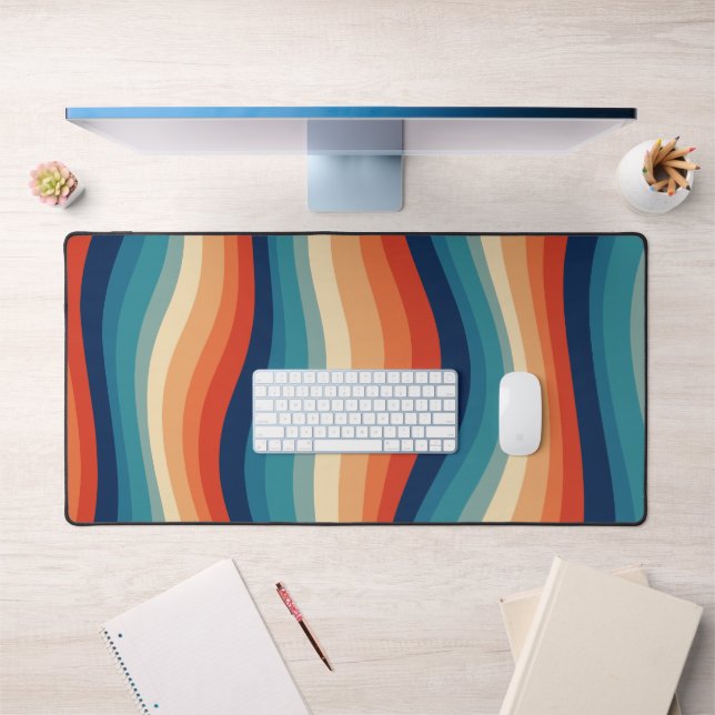 Colourful Retro Waves Vintage Desk Mat (Office 1)