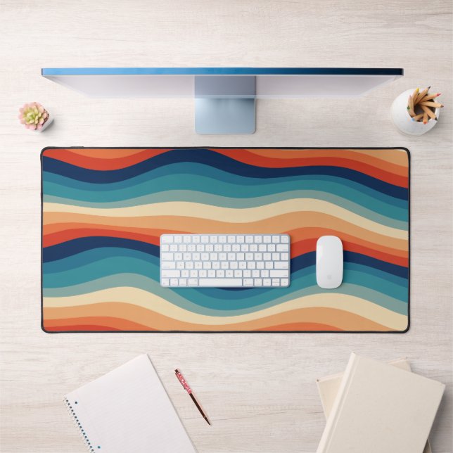 Colourful Retro Waves Vintage Desk Mat (Office 1)