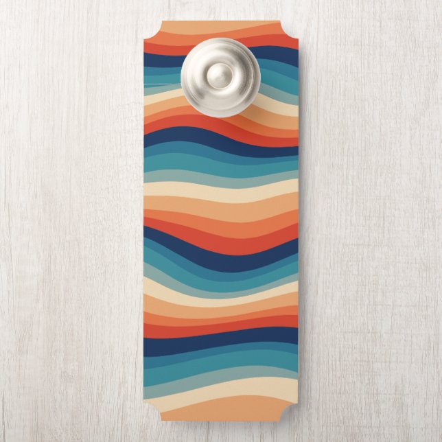 Colourful Retro Waves Vintage Door Hanger (On Knob)