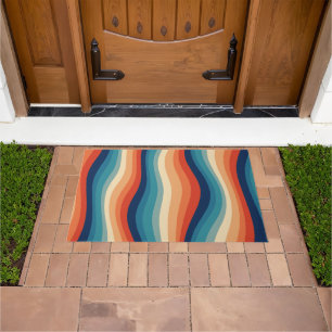 Colourful Retro Waves Vintage Doormat