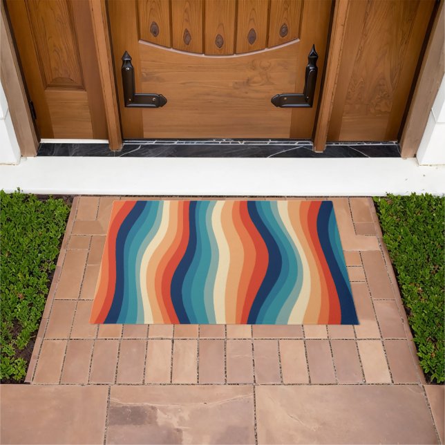 Colourful Retro Waves Vintage Doormat (Outdoor)