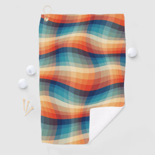 Colourful Retro Waves Vintage Golf Towel