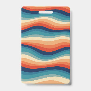 Colourful Retro Waves Vintage ID Badge