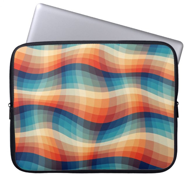 Colourful Retro Waves Vintage Laptop Sleeve (Front)