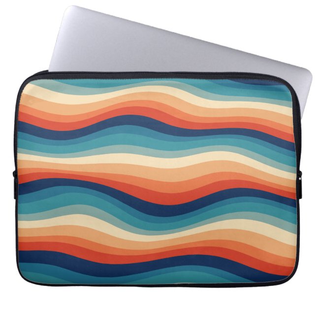 Colourful Retro Waves Vintage Laptop Sleeve (Front)
