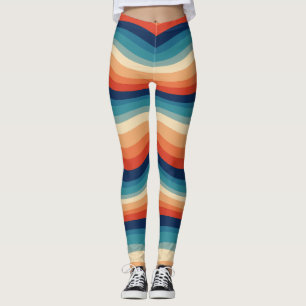 Colourful Retro Waves Vintage Leggings