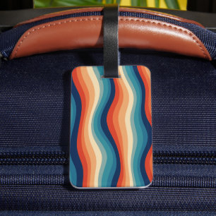 Colourful Retro Waves Vintage Luggage Tag