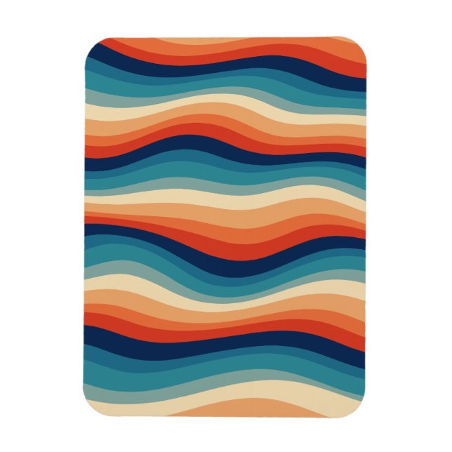 Colourful Retro Waves Vintage Magnet (Vertical)