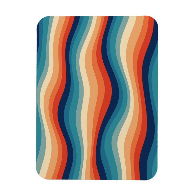 Colourful Retro Waves Vintage Magnet (Vertical)