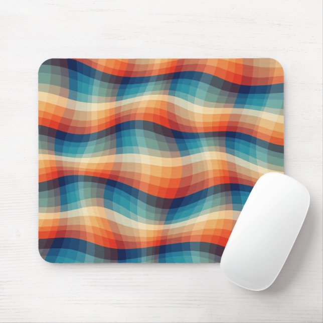 Colourful Retro Waves Vintage Mouse Pad (With Mouse)