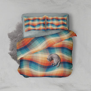 Colourful Retro Waves Vintage Pillowcase