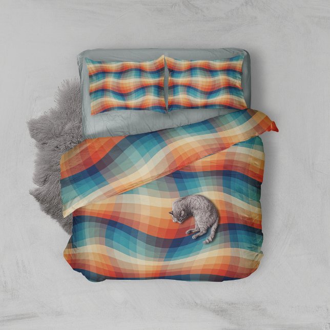 Colourful Retro Waves Vintage Pillowcase (Creator Uploaded)