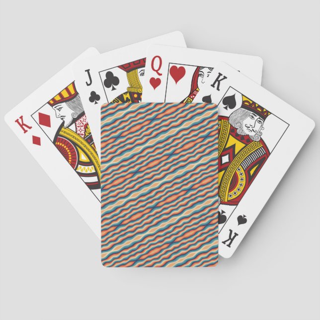 Colourful Retro Waves Vintage Playing Cards (Back)
