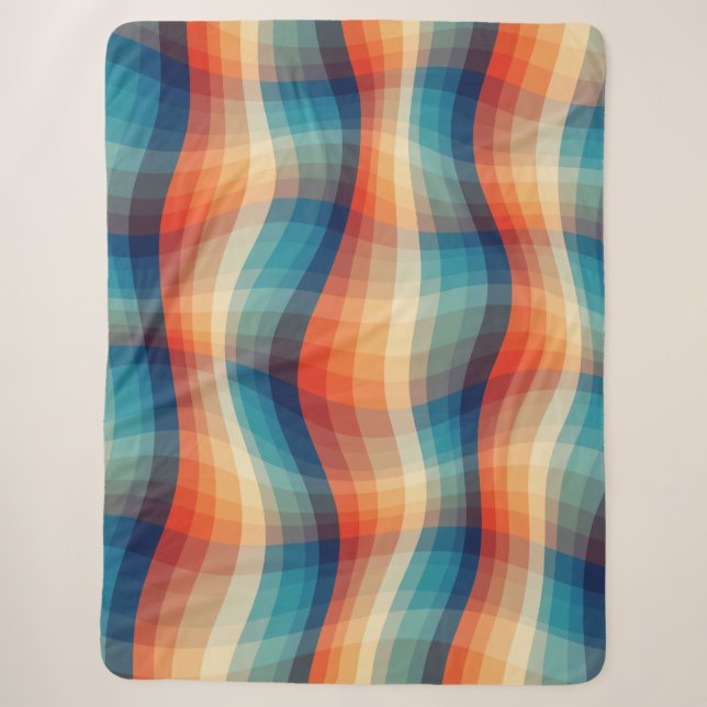 Colourful Retro Waves Vintage Sherpa Blanket (Front)