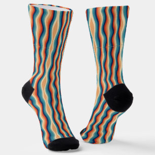 Colourful Retro Waves Vintage Socks