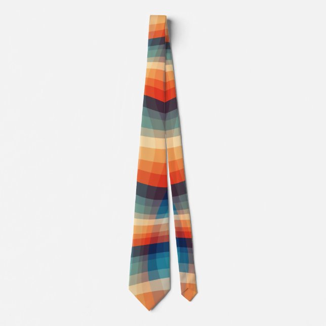 Colourful Retro Waves Vintage Tie (Front)