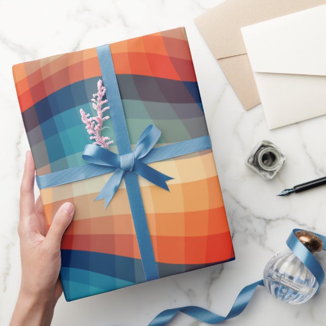 Colourful Retro Waves Vintage Wrapping Paper (Gifting)