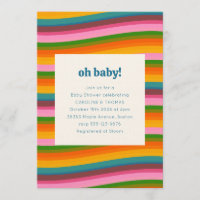 Colourful Retro Wavy Stripes Baby Shower Party