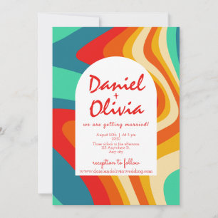 Colourful Retro Wedding with Photo Invitation