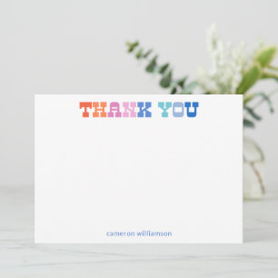 Colourful Retro Western Typography Personalised Thank You Card