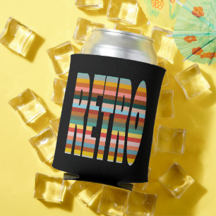 Colourful Retro Word Stripes Can Cooler