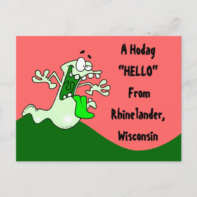 Colourful Rhinelander WI Hodag Hello POSTCARD (Front)
