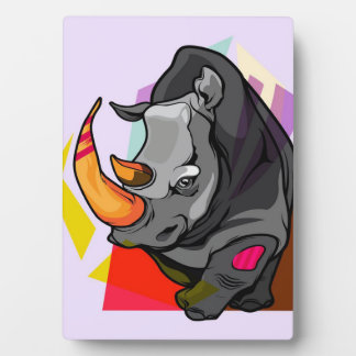 Colourful Rhino Art | Rhino Lovers Gift Plaque