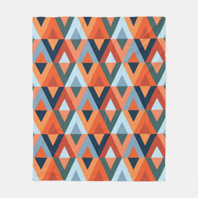 Colourful rhombuses and triangles pattern fleece blanket (Front)