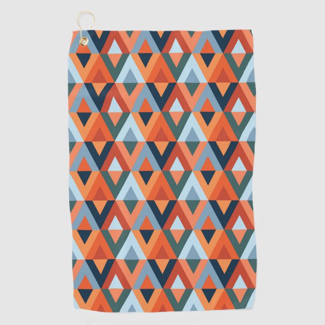 Colourful rhombuses and triangles pattern golf towel (Front)