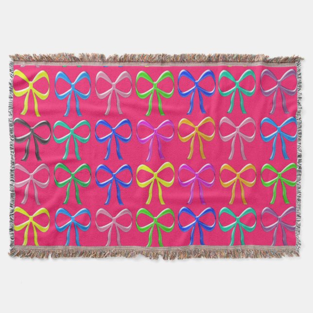 Colourful ribbons pattern throw blanket (Front)