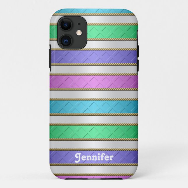 Colourful Ribbons Stripes Personalised Art Case-Mate iPhone Case (Back)