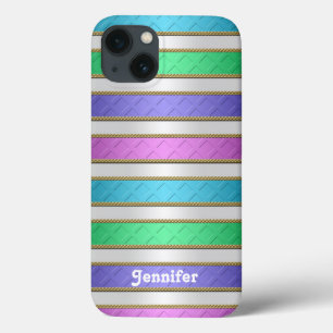 Colourful Ribbons Stripes Personalised Art iPhone 13 Case