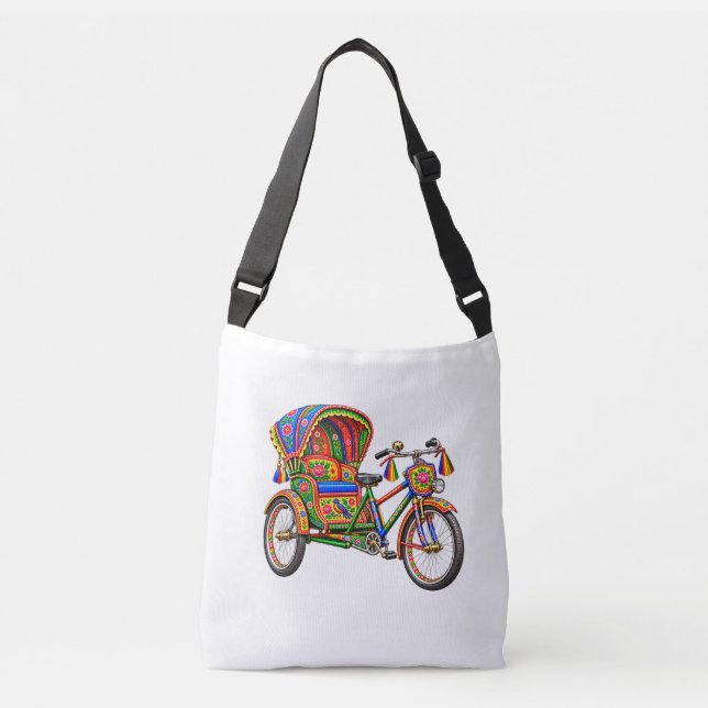 Colourful Rickshaw Art — Bengali Crossbody Bag (Front)