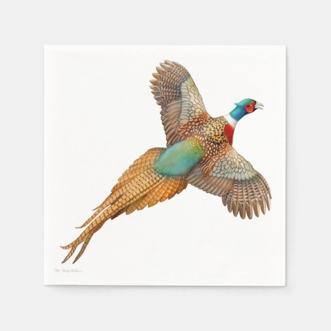 Colourful Ring Necked Pheasant Paper Napkins (Front)