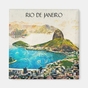 Colourful Rio de Janeiro Brazil City Painting Magnet