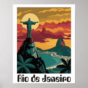 Colourful Rio de Janeiro Brazil Travel Art Poster