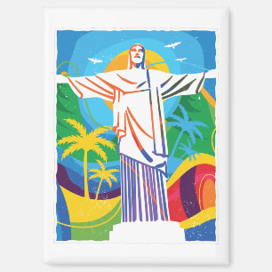 Colourful Rio de Janeiro Cristo Redentor Jesus Magnet
