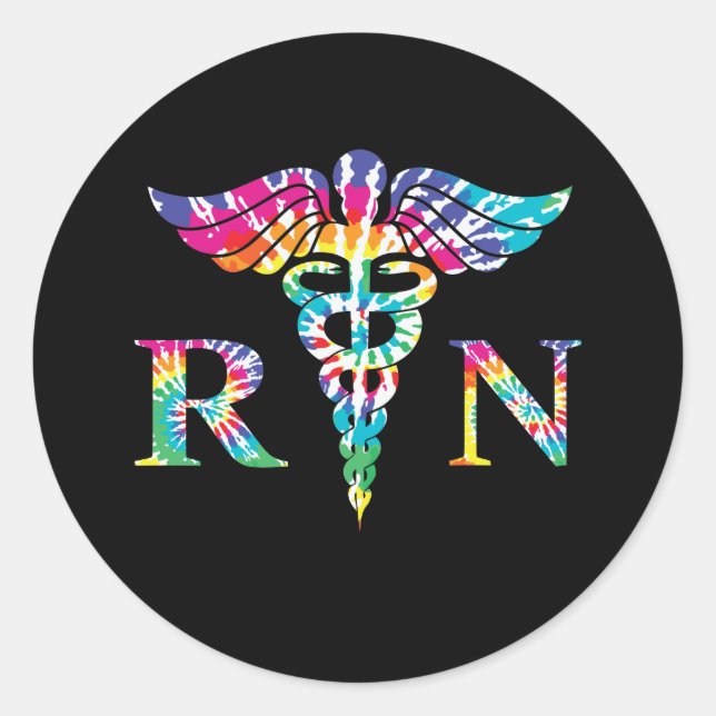 Colourful RN Registered Nurse Tie Dye  Classic Round Sticker (Front)