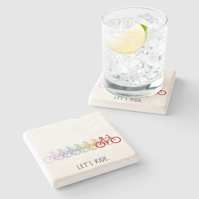 Colourful Road Bikes Let's Ride Stone Coaster (Side)