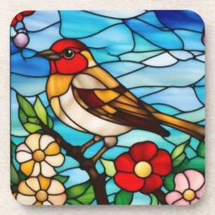 Colourful Robin Coaster
