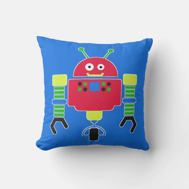 Colourful Robot Pillow (Front)
