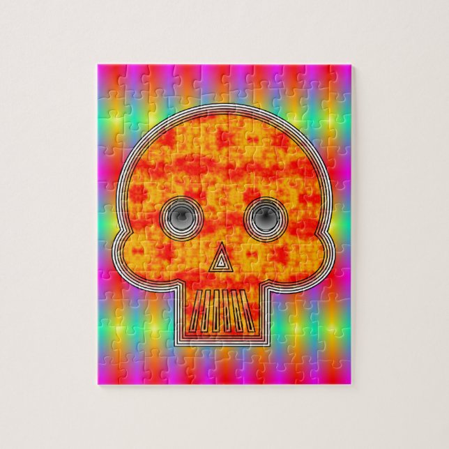 Colourful Robot Skull On Rainbow Background Jigsaw Puzzle (Vertical)