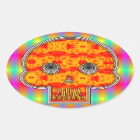 Colourful Robot Skull On Rainbow Background