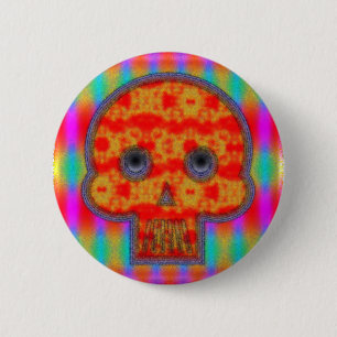 Colourful Robot Skull Painting 6 Cm Round Badge