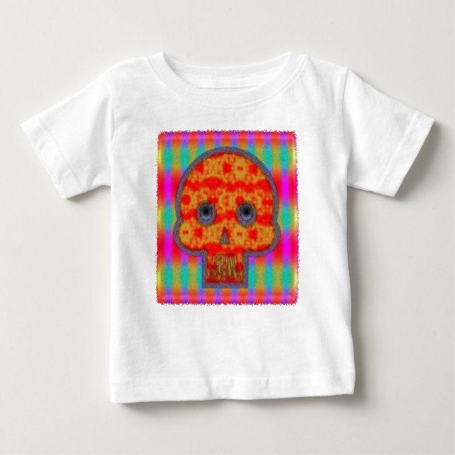 Colourful Robot Skull Painting Baby T-Shirt (Front)