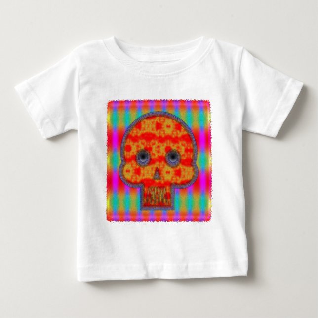 Colourful Robot Skull Painting Baby T-Shirt (Front)